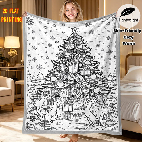 Manta de Navidad para colorear con árbol de Navidad