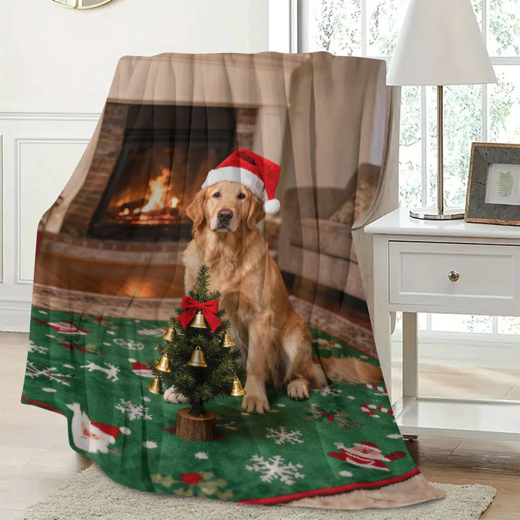 Manta personalizada de perro sobre la cama