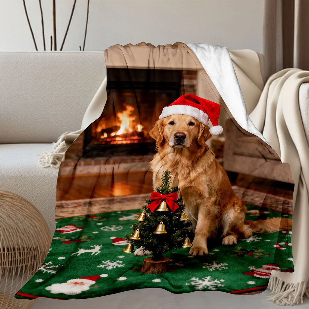 Manta con foto de perro en el salón