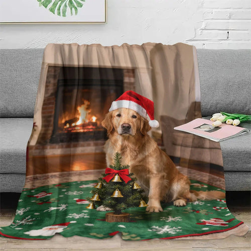 Manta personalizada con la foto de un perro sobre el sofá